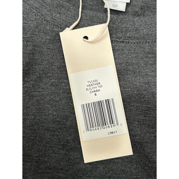 Eberjey Womens Heather Slouchy Pajama Top Drawstring Hemline Charcoal Size S NWT - Picture 7 of 9